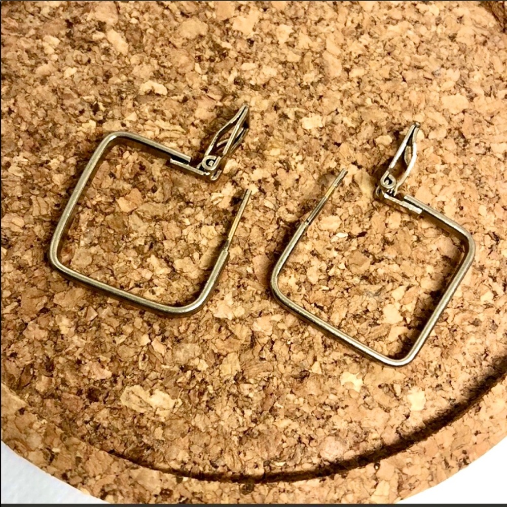 Vintage 70s Silver Rounded Square Hoops